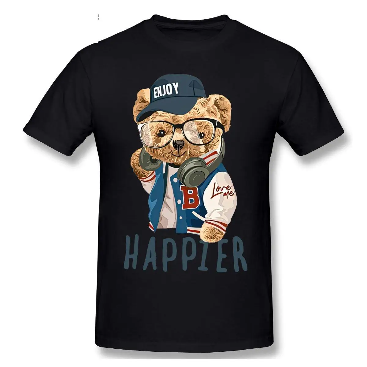 

Happier Creative Alphabet Teddy Bear T shirt Harajuku T-shirt Graphics Tshirt Brands Tee Top