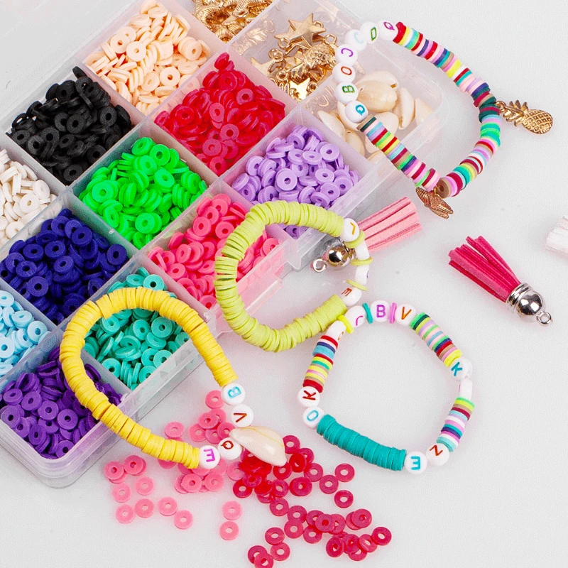 15 Grids PU Tube Soft Clay Tassel Bracelet Combination Kits for Jewelry Making Accessories DIY Necklaces Bracelets Supplies