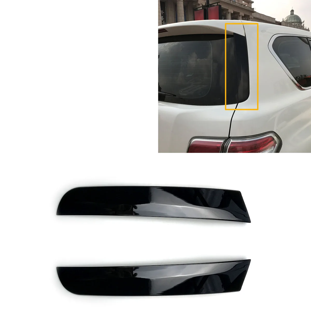 

For Nissan Patrol Y62 2010 2011 2012 - 2018 Rear Window Wing Splitter Side Spoiler Sticker Cover Trim Car Accessories Black