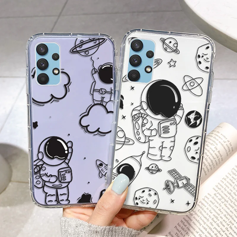 

A51 Case Cute Astronaut Case For Samsung A52S 5G Case Smaung A 51 A52 A12 A32 A33 A73 A53 A71 A72 A70 A50 A31 A22 A13 A21S Cover