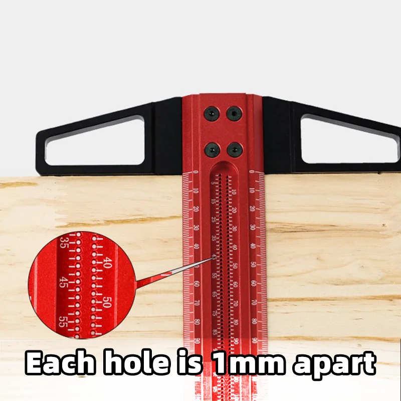 Деревообрабатывающая линейка 300/400/500 мм точная Алюминиевая для отверстий