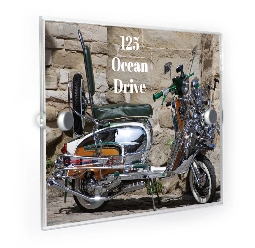 

Customized Acrylic Mod Scooter Colour House Number Plaque Home Address Sign