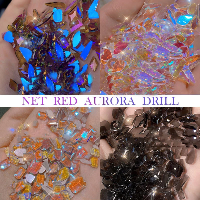 

100pcs/bag Nail Rhinestone 3D Special-shaped Drill Decoration Acrylic Manicure Glitter Aurora Laser Jewelry Gems Nail Art Tools