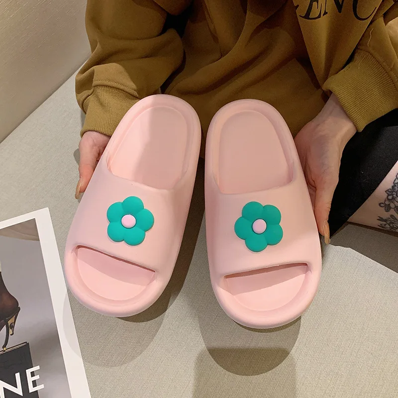 Summer Slippers 2023  Floral Home Bathroom Slippers Women's Summer Girl Atmosphere Beach EVA Comfort And Anti Slip Sandals