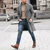 mens long wool blend coats plus size mens stand pocket jackets winter knitted top 2022 england style fashion stripe overcoats