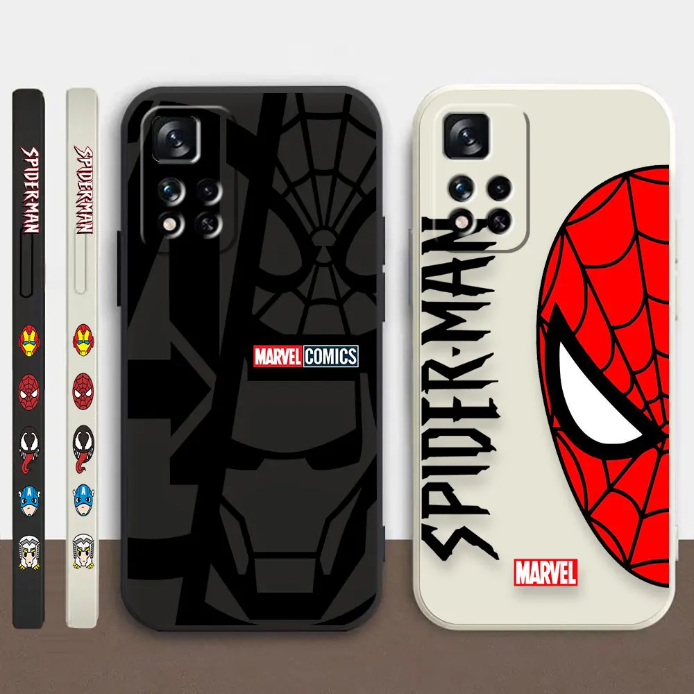 

Case For Redmi Note 12 11T 11R 11E 10 9 9S 8 7S PRO PLUS 4G 5G Colour Simple Shockproof Liquid Case The Avengers SPIDERMAN