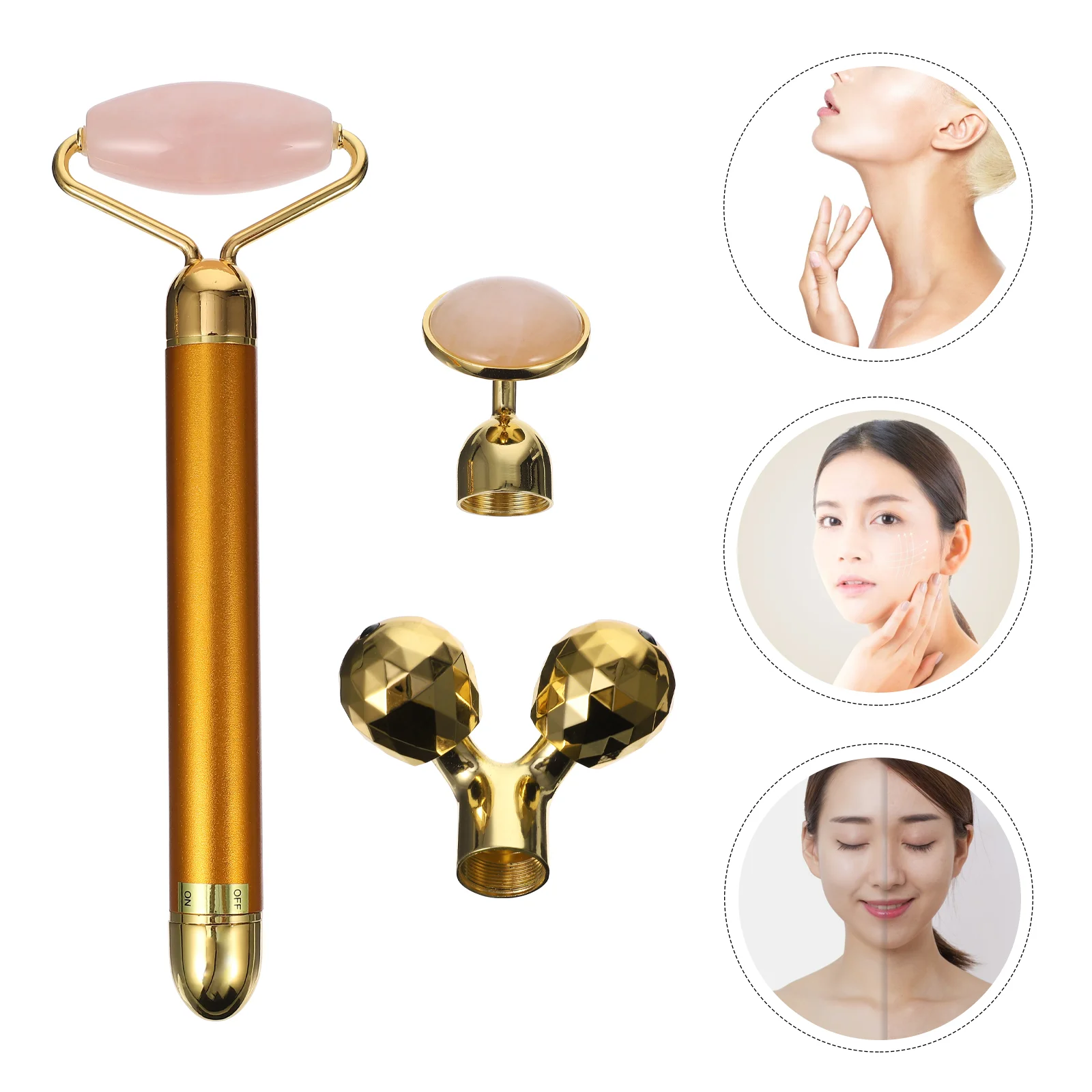 

Roller Facial Face Kit Jade Supplies Beauty Rolling Stick Scraping 3D Electric Crystal Wand