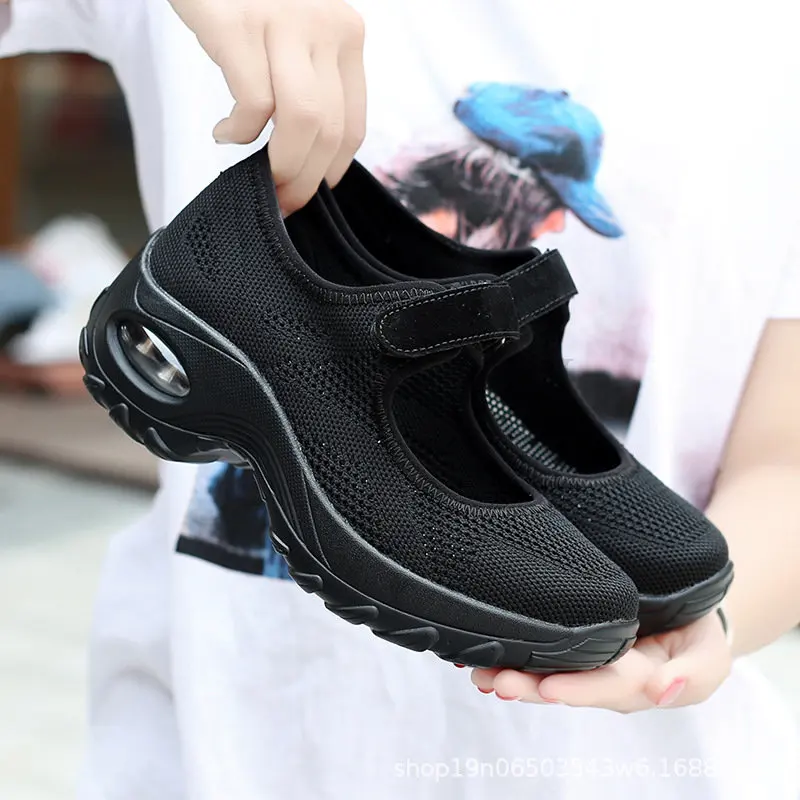 2023 New Cushion Flat Shoes Women Mesh Sneakers Breathable Women Shoes Increase Ladies Casual Shoes Zapatos De Mujer 35-43