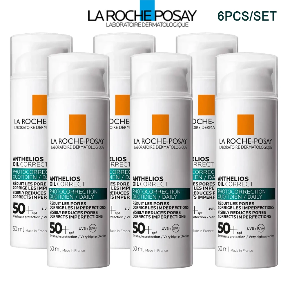 

6PCS La Roche Posay Anthelios Oil Correct Daily Gel-Cream SPF50+ Whitening Face Sunscreen Shrinking Pore Moisturizing Skin Care