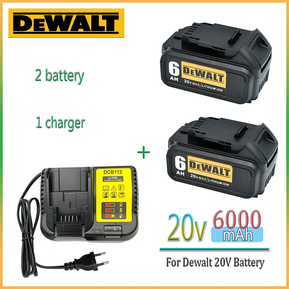 6000mAh 20V DCB200 original rechargeable Li-ion Battery， for DeWalt MAX DCB205 DCB201 DCB203 power tool Batteries+charger
