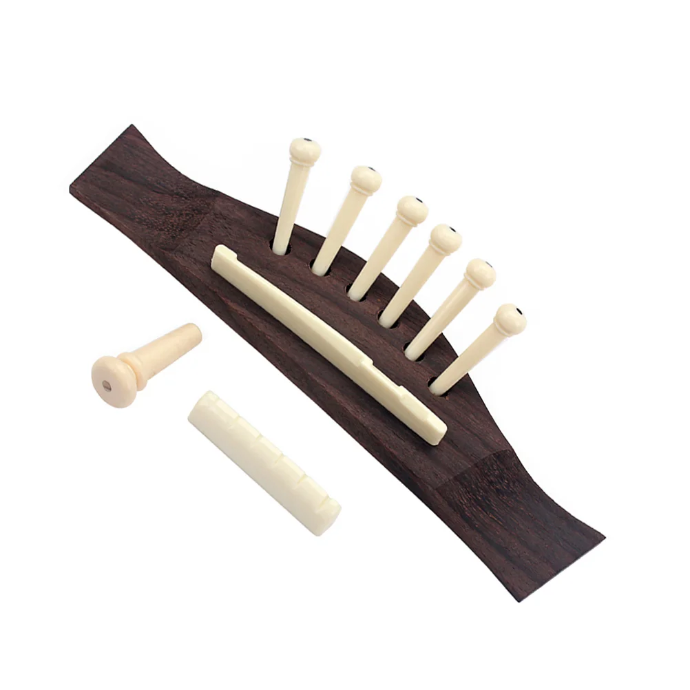 

6 -String Rosewood Bridge Blush Set Guitar Bridge Saddle Lip Gloss Set Pearlescent Plastic Guiar Bridge Pin Guitar Bridge