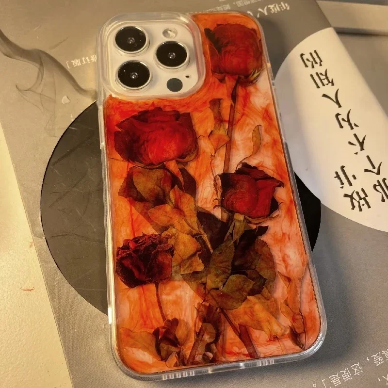 4079 Оригинальный 3D чехол для мобильного телефона ручной работы Алая Роза Темный