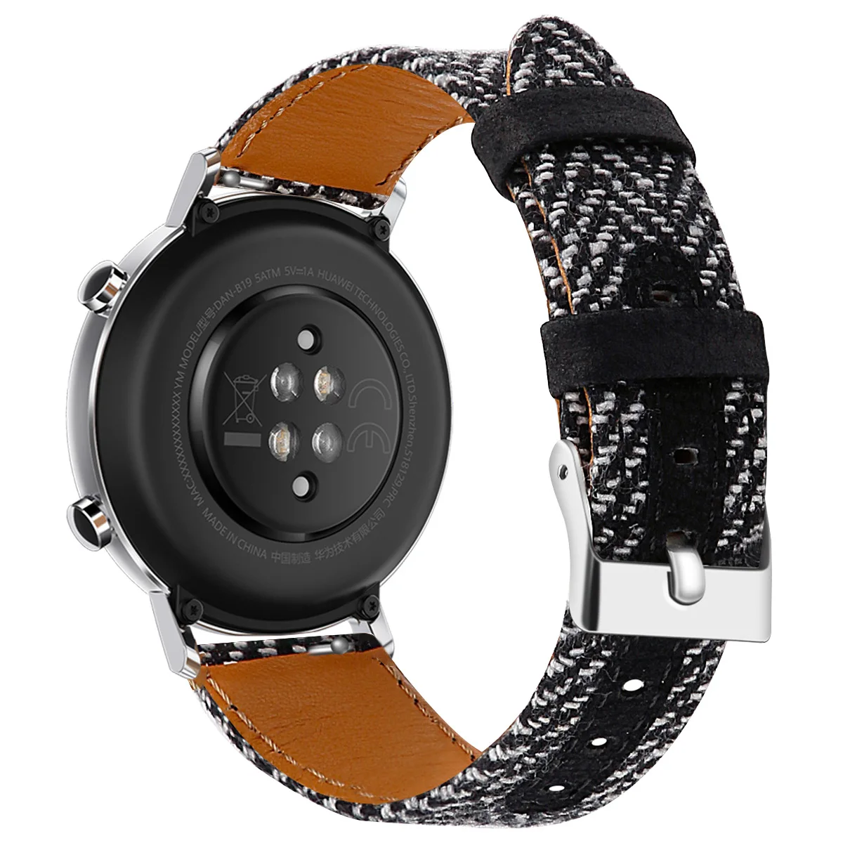 

Ремешок для часов Повседневный из кожи и нейлона, быстросъемный браслет для мужчин и женщин, huawei, samsung fossil, черный, серый