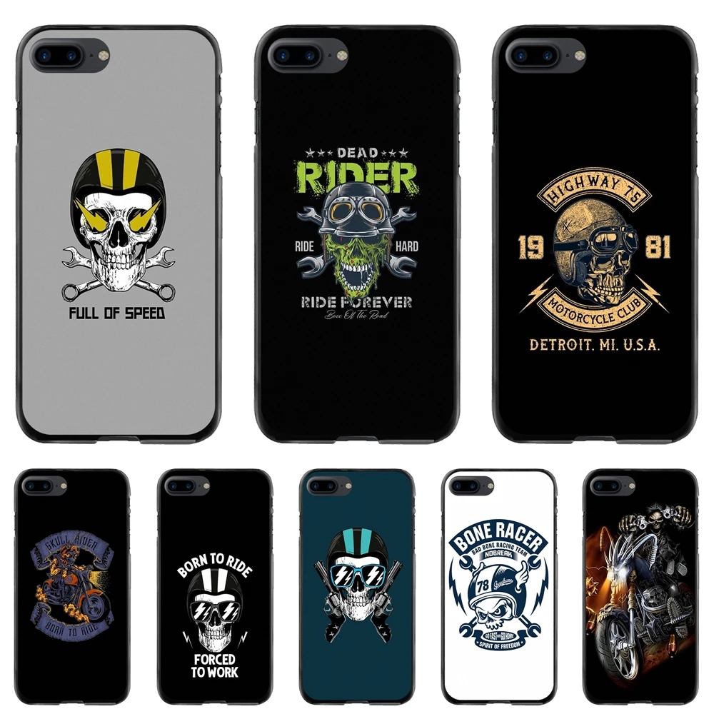 

For iPod Touch iPhone 11 12 Pro MAX 4S 5 5S SE 6 6S 7 8 Plus X XR XS Protective Phone Case Motorbike biker chopper skull tattoo