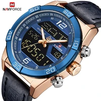 naviforce quartz watch men military sport relogio masculino luxury waterproof rose golden hour hand leather strap wristwatches