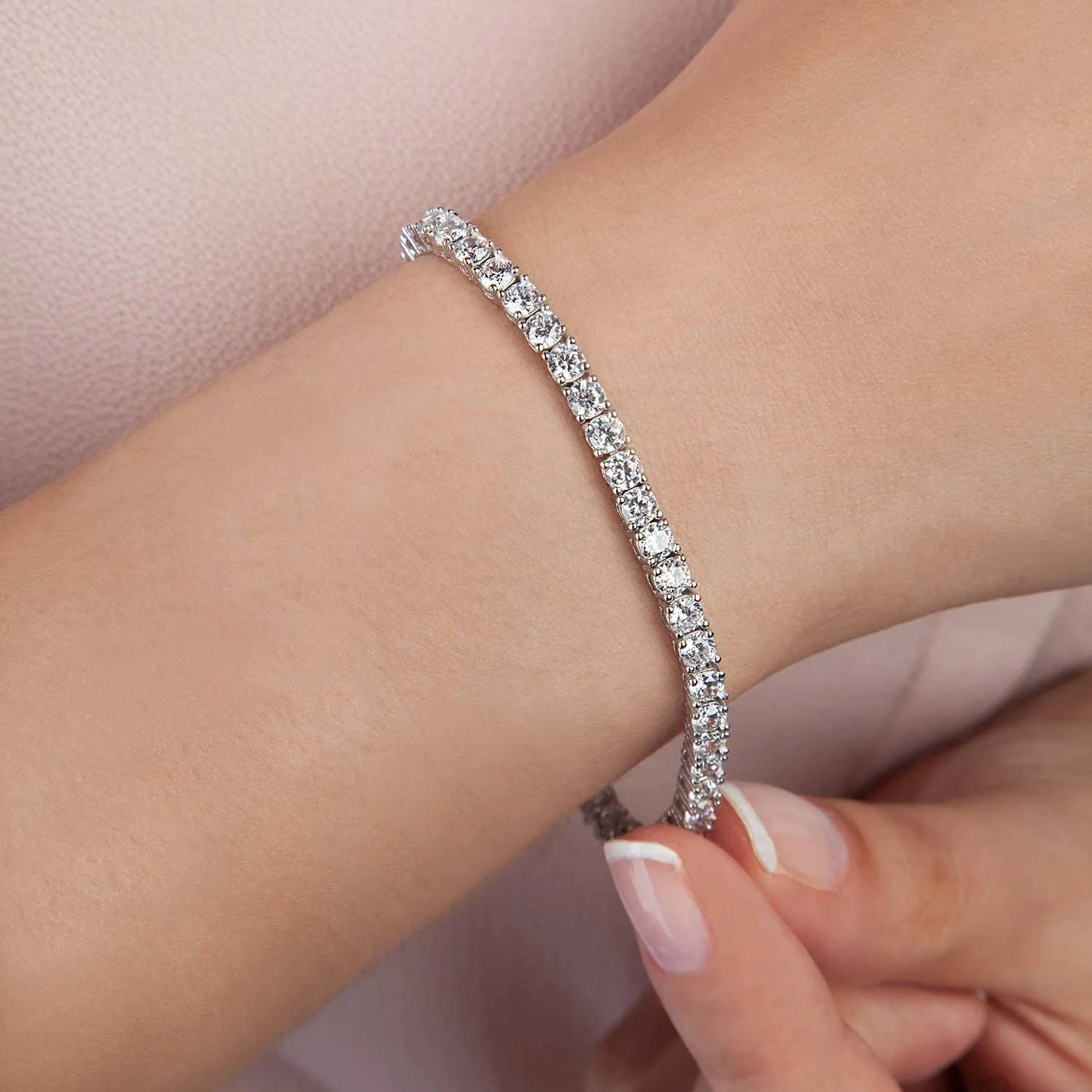 

3mm Cubic Zirconia Classic Tennis Bracelet Ring Bangles Luxury Designer Jewelry Rhinestone Gold Bracelets For Women Hand Foot
