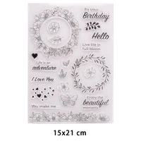 wreath flowers clear stamps for diy scrapbooking crafts stencil fairy plants rubber stamps card make photo album decor