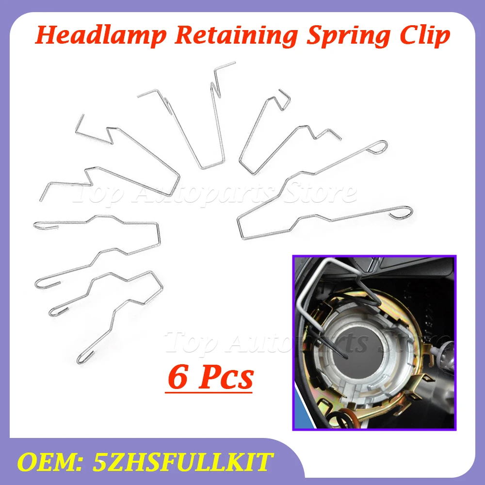

6 шт. 5ZHSFULLKIT металлические пружинные зажимы для лампочки фар автомобиля фиксатор лампы пружинные зажимы пряжки для H1 H3 H4 H7