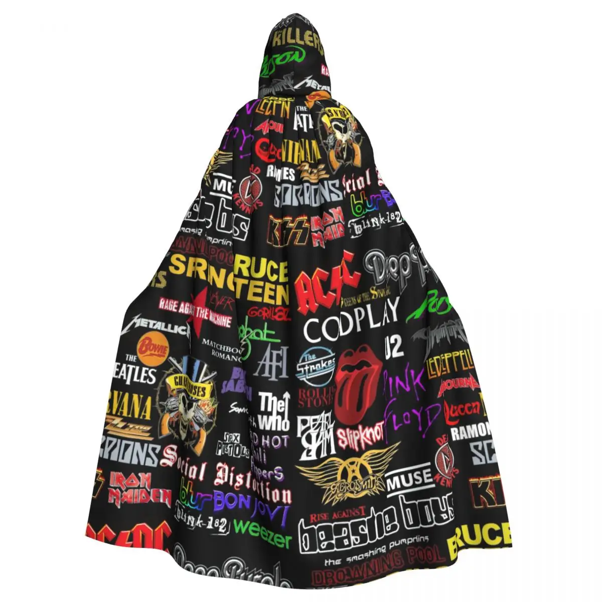 

80s Gothic Rock Band Guitar Music Hooded Cloak Halloween Party Cosplay Woman Men Adult Long Witchcraft Robe Hood