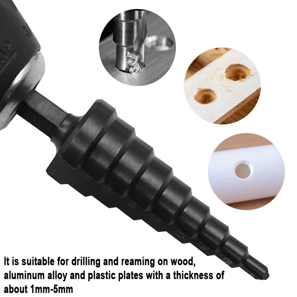 

Step Drill Bit HSS Steel Nitrogen Coated Straight Groove Step Drill Bit 3-12mm 4-12mm 4-20mm Hole Cutter General Building Tools