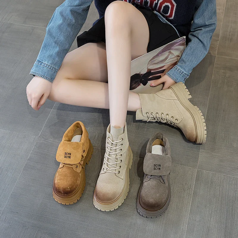 Женские ботильоны CICIYANG Новинка осени 2024 замшевые уличные походные ботинки из