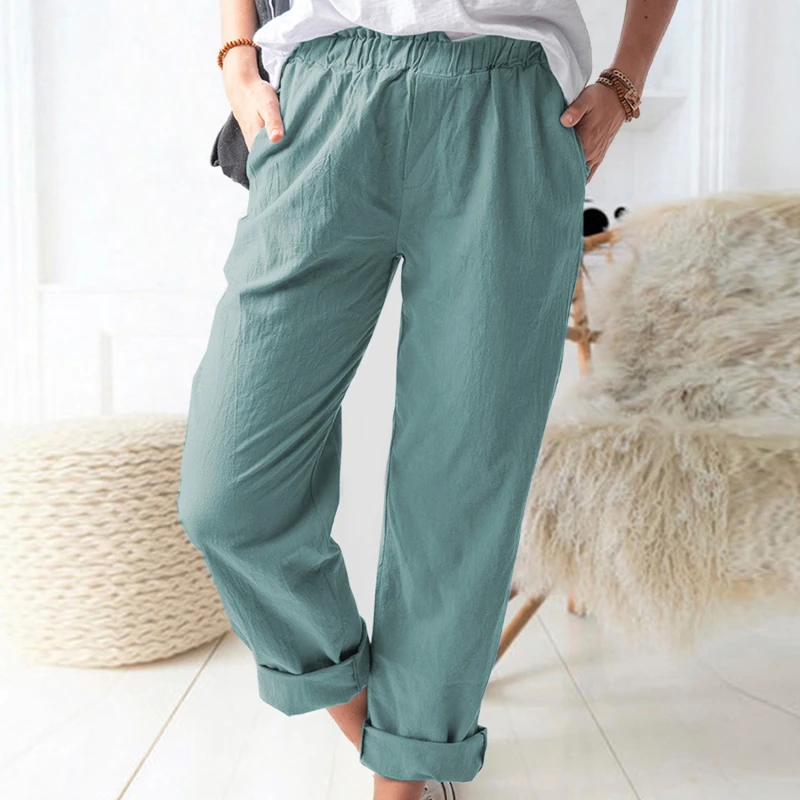 

Women Solid Pants Summer And Autumn New Loose Casual Pants Female Long Pants Fashion High Waist Pants 2023