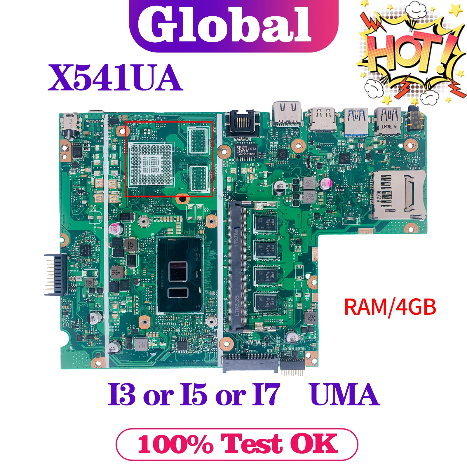   KEFU X541UA   ASUS X541UJ X541UAK X541U F541U A541U X541UV X541UVK I3 I5 I7 CPU 4 /8GB-RAM UMA