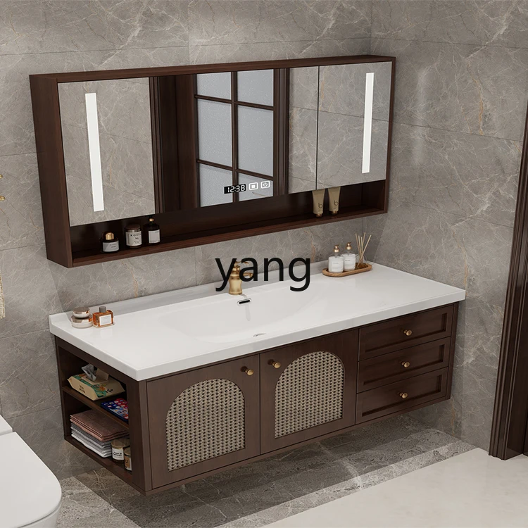 L мм новый китайский дубовый шкаф для ванной комнаты из массива дерева ротанга