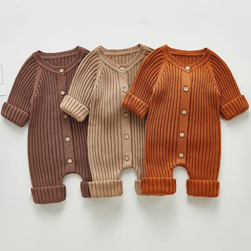 

Baby Knitted Romper for Girl Boys Spring Autumn Jumpsuit Long Sleeve Solid Color Children's Clothing Toddler Infant Outfit 3-36M