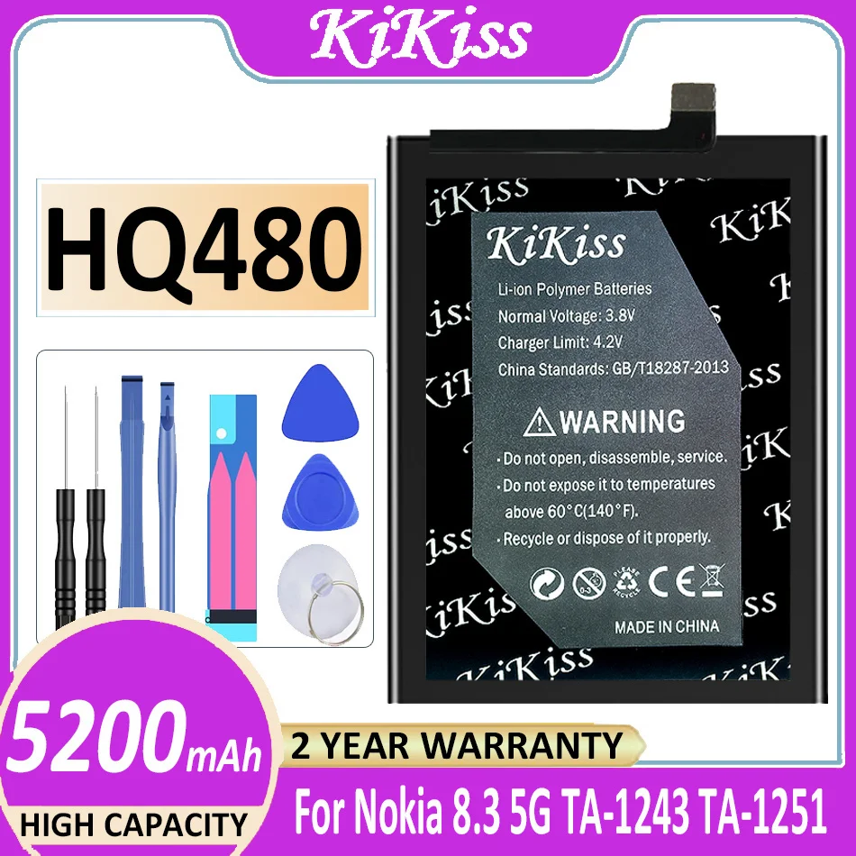 

Original KiKiss Powerful Battery HQ480 5200mah for Nokia 8.3 5G TA-1243 TA-1251 Bateria