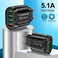 4 port usb fast charging 3 0 wall portable mobile charger adapter applies to iphone11 12 pro max samsung xiaomi huawei