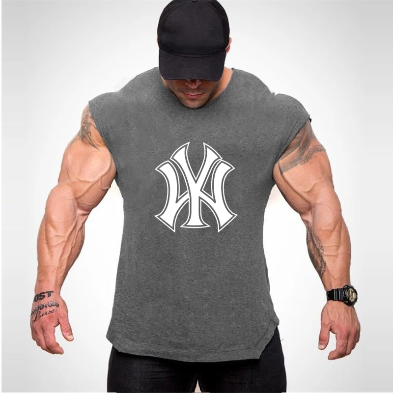 Мужской Хлопковый Жилет Для Фитнеса Брендовая Повседневная Одежда Майка