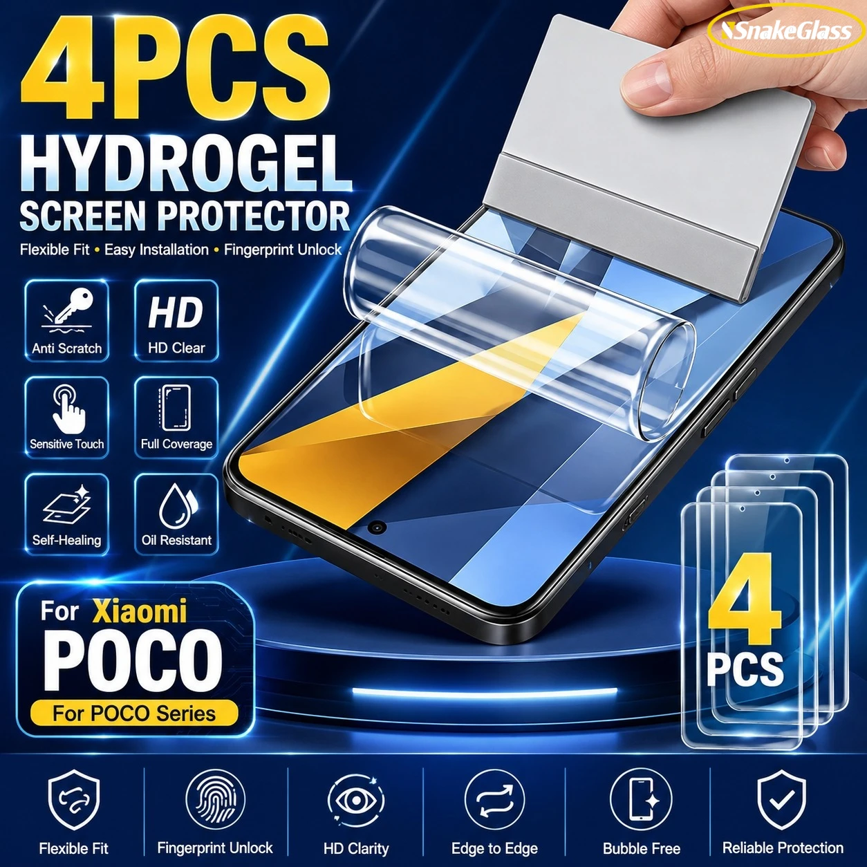 Фото Гидрогелевая пленка для Xiaomi POCO F8 Ultra M8 Pro F7 X6 X5 X4 X3 M5 M6 F4 F5 F6 C65 C75 M7 X7 X8 Pro Max, 4 шт., защитная пленка для экрана №1