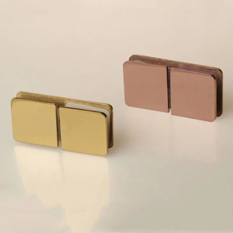 

Bright titanium gold stainless steel glass fixed clip, glass partition code angle 180 degrees(DG1367B)