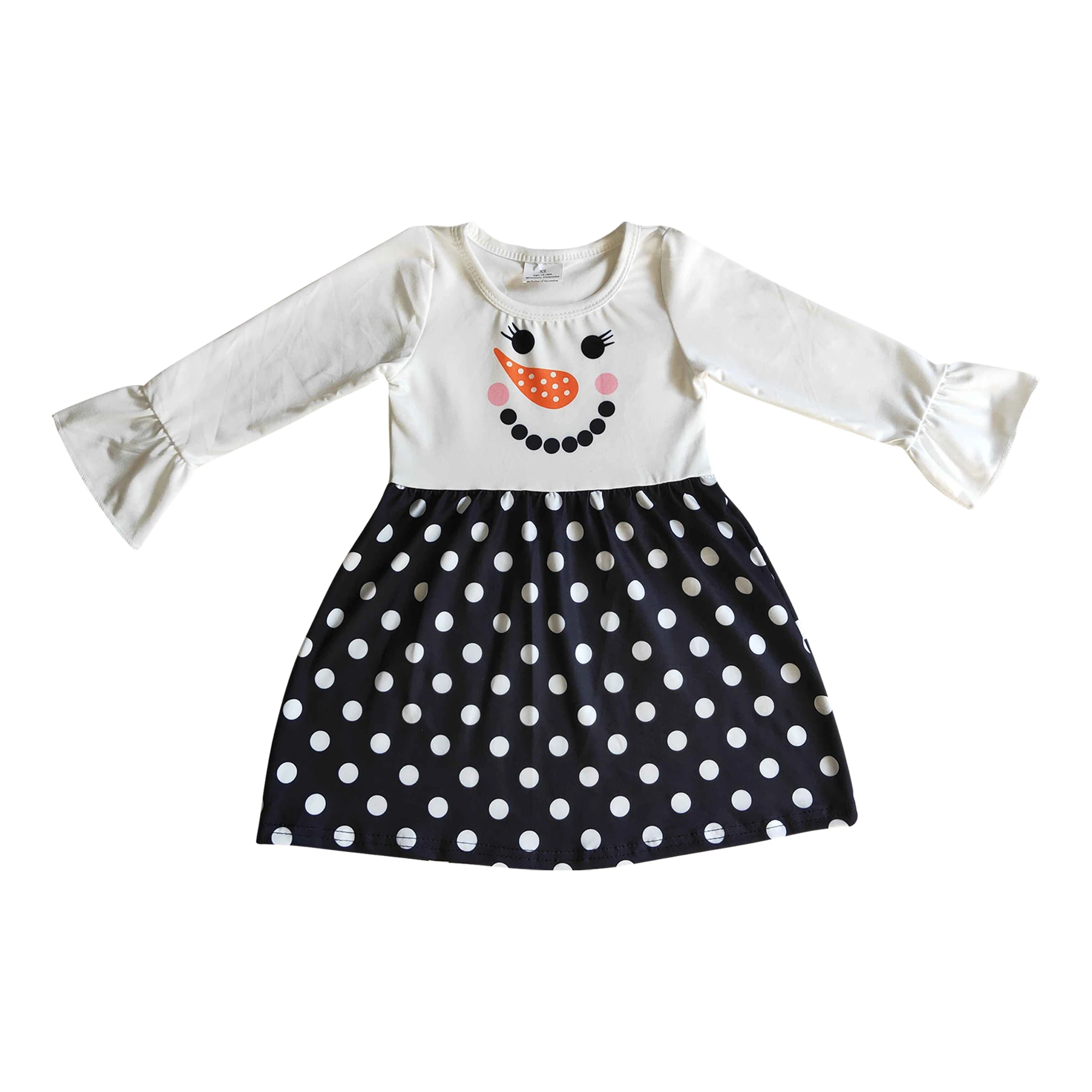 

Новое поступление, в наличии, платье для маленьких девочек с длинным рукавом и принтом снеговика, детская одежда для рождественской вечерин...