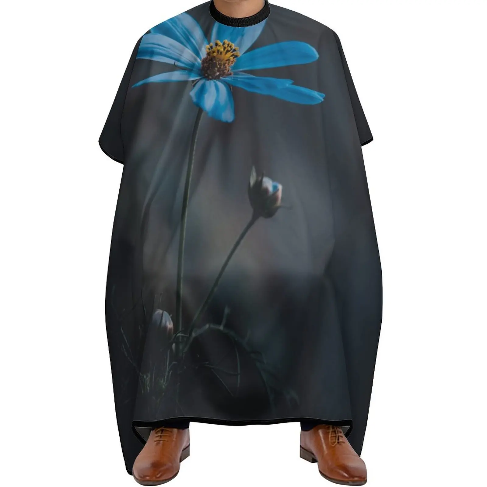 

Парикмахерская накидка для взрослых с вырезами, тканевый фартук, водонепроницаемая растягивающаяся салонная одежда с синими цветами, 66,9 х56,7 дюйма
