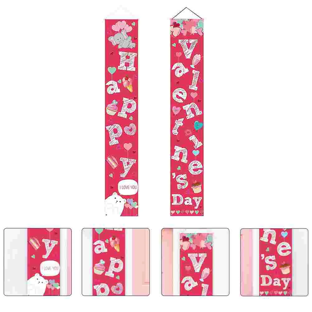 

1 Set Valentine's Day Couplets Front Door Hanging Decors Festival Couplets Decor