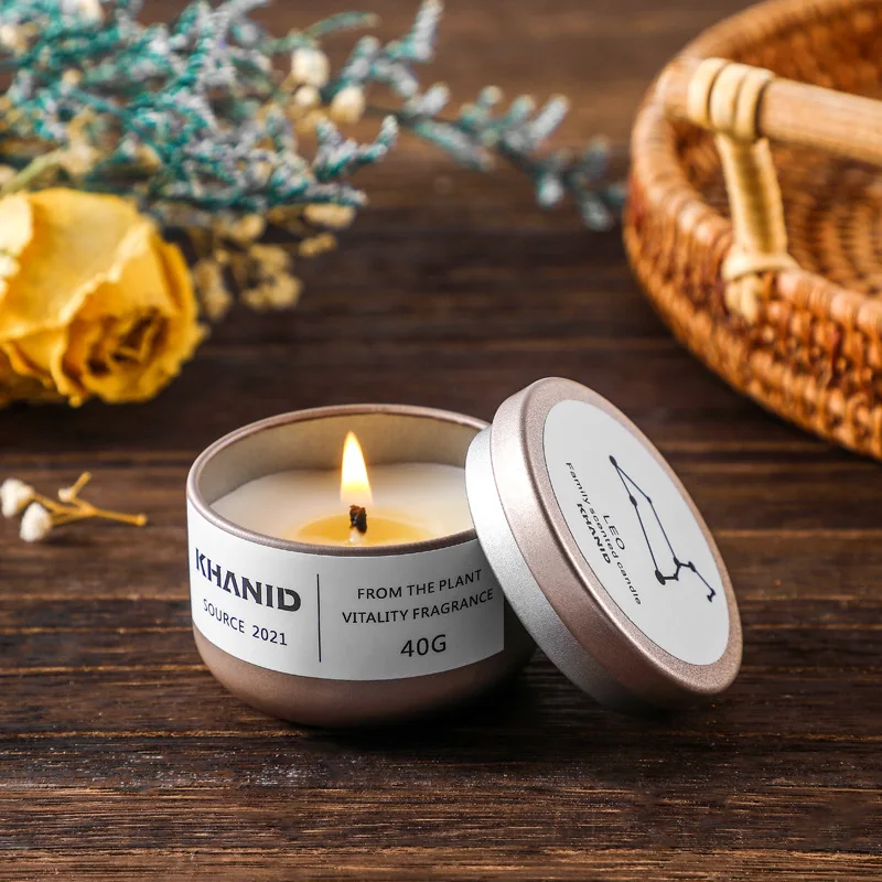 40g Twelve Constellations Scented Candle Tinplate Holder Soy Wax Aromatherapy Candles Portable Small Aroma Travel - купить по