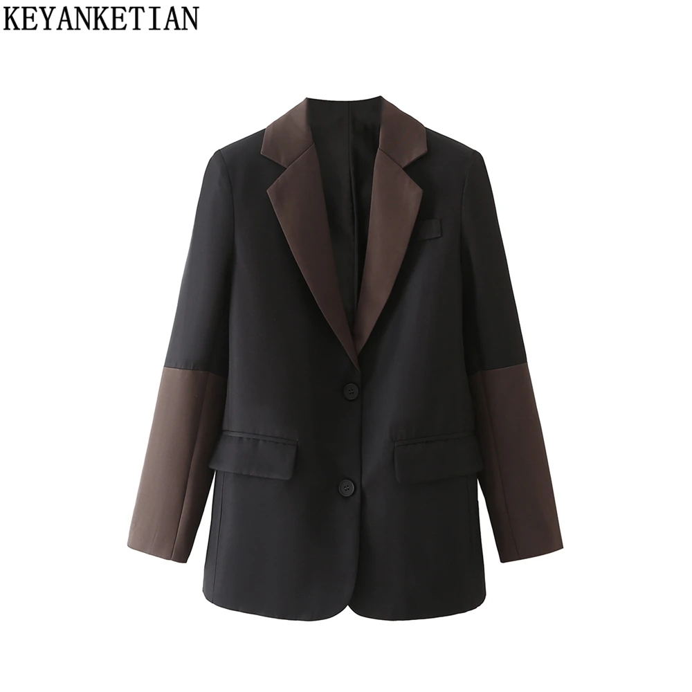 

Женская шикарная офисная куртка KEYANKETIAN с рукавами, весна и осень, новая однобортная приталенная куртка, Топ