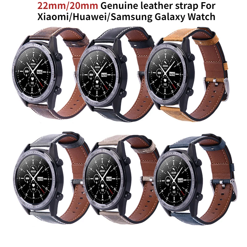 

Ремешок из натуральной кожи для Xiaomi Watch S2 S1 pro color2, сменный Браслет для Galaxy Watch 5 Pro 4 classic 3