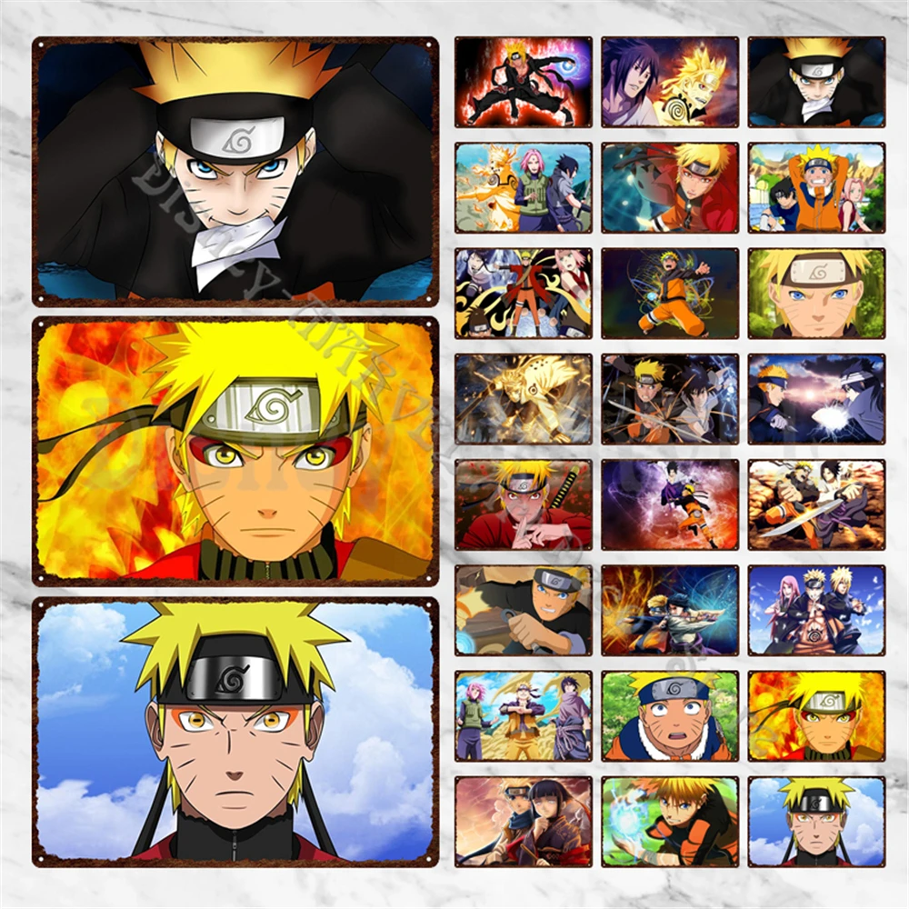 

Vintage Anime Naruto Tin Sign Plaque Uzumaki Naruto Metal Signs Shabby Plate Wall Art Iron Posters for Bar Cinema Club Decor