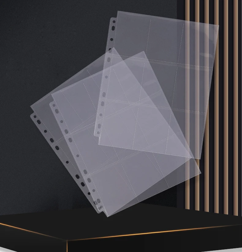 

10PCS Transparent Wallets Album Pages Collection 90 Pocket Replacement Inner Page Card Collection Book Binder Storage Page