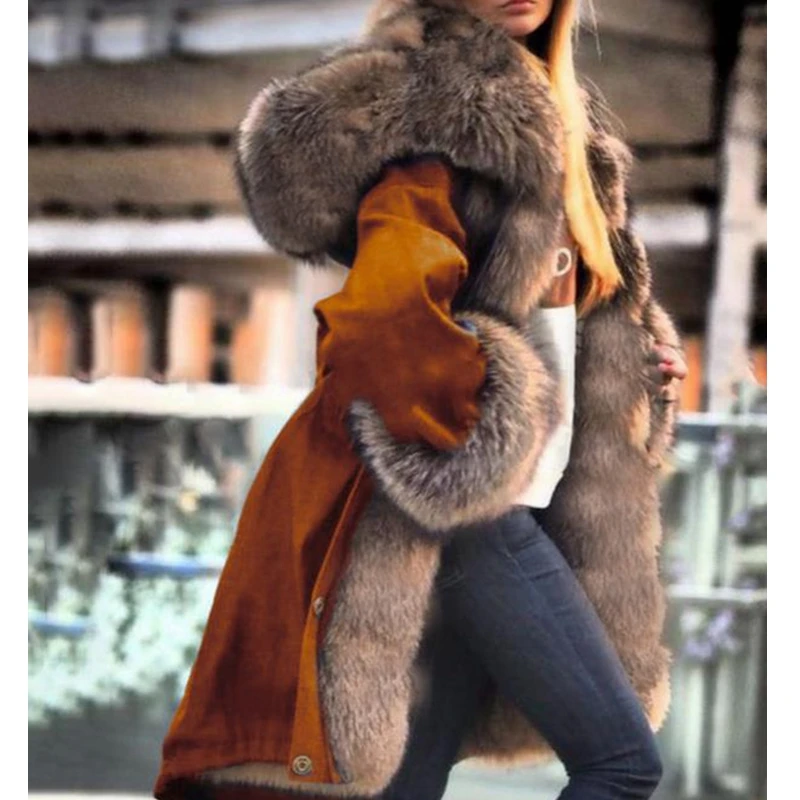 Women Parka Luxurious Large Fur Collar Hooded Coat Warm Fox Fur Liner Parkas Long Winter Jacket Warm Top Quality Jaqueta M-4XL