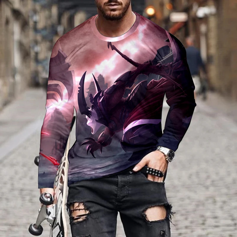 

2022 New Men's Casual Sports 3d Animation Printing Men's Long Sleeve Street Trend Youth Round Neck Pullover
