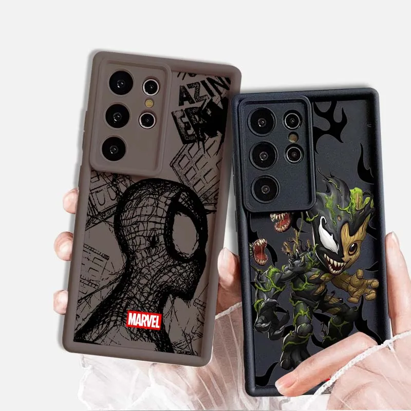Marvel Groot Spider-Man Art для Samsung Galaxy S25 S24 S23 S22 S21 S20 Ultra Plus FE 5G Eye Ladder Чехол телефона Мягкий