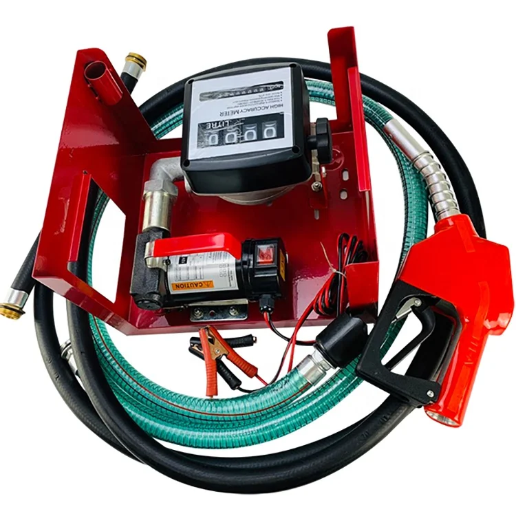 

oil diesel kerosene electric transfer pump with flow meter hose nozzle DC 12V/24V