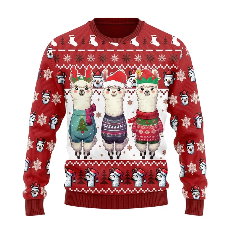 2024Лама уродливый рождественский свитер для женщин и мужчин забавный из альпаки
