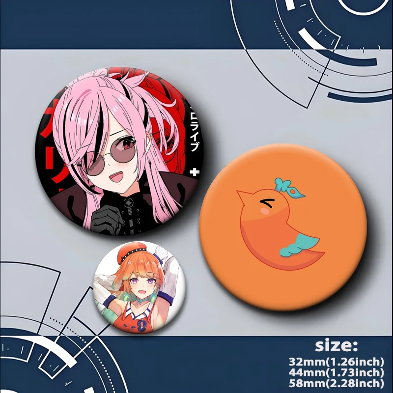 Значки с персонажами аниме Mori Calliope, Takanashi Kiara, Nanashi Mumei, Hakos Baelz, Gawr Gura, круглые мультяшные броши-значки для отложного воротника (art.: 3920dbc5d9deb) - 3920dbc5d9deb