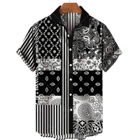 men clothing 3d hawaiian shirt fashion cashew flower geometric print shirt single breasted shirt for men summer short sleeve top
