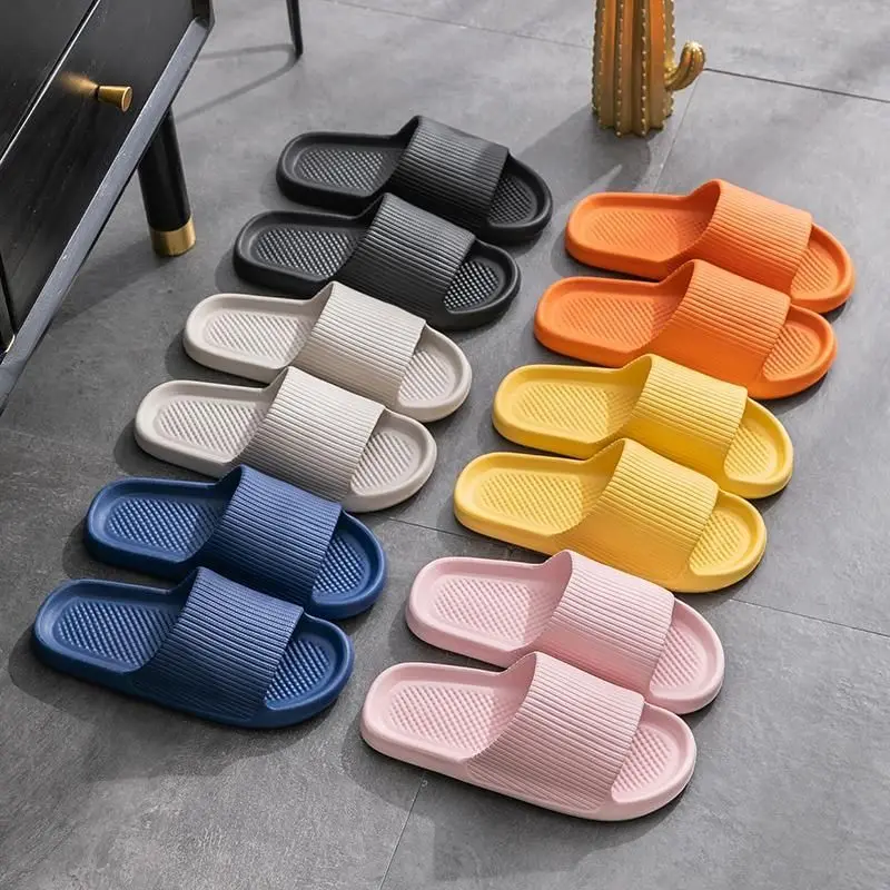 

Summer Slippers Men's Home Indoor Women's Home Thick-bottomed Non-slip Soft Home Bathroom Couples Stepping on Shit Slippers